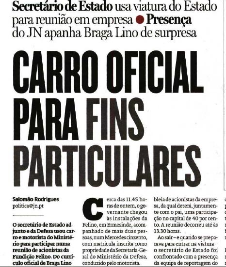 secretário estado defesa usa carro oficial para fins particulares