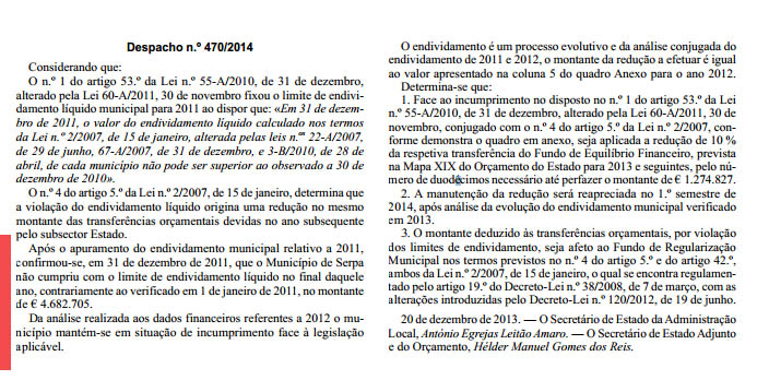 endividamento serpa